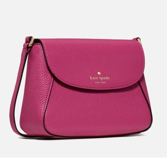 New Kate Spade Monica Small Flap Crossbody bag Pebble Leather Nouveau Rose - Picture 2 of 4
